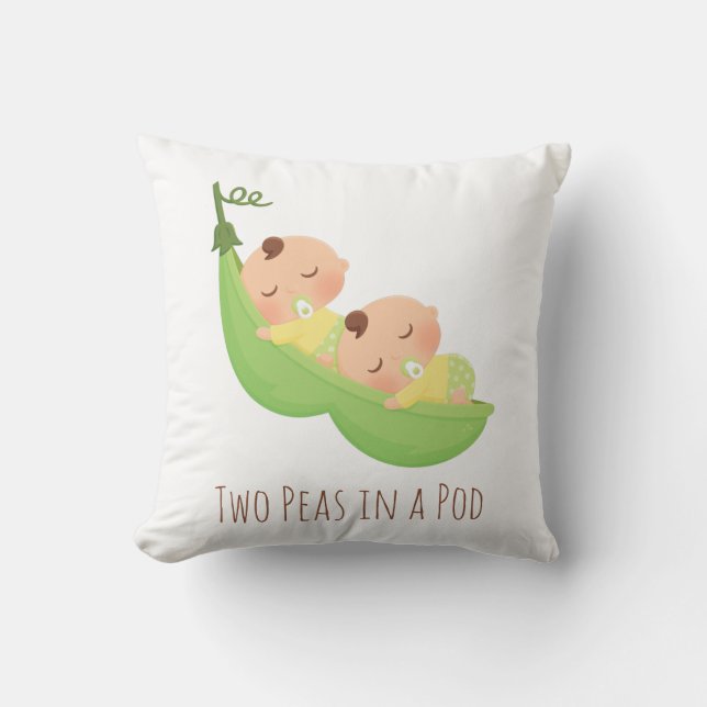 Two Peas in a pod Cute Baby Nursery Throw Pillow (Front)