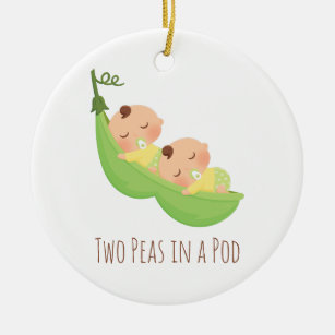 Two Peas in a pod Cute Twin babies ornament