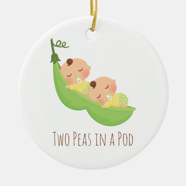 Two Peas in a pod Cute Twin babies ornament (Front)