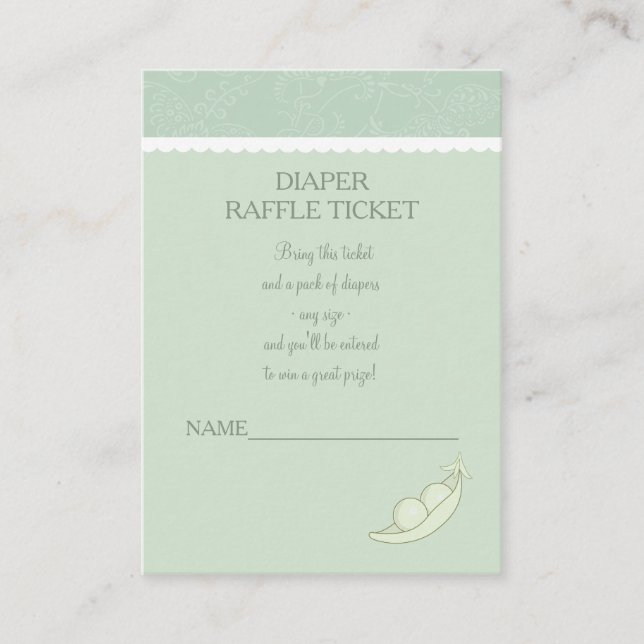 Two Peas In A Pod Diaper Raffle Ticket Enclosure Card (Front)