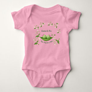 Two Peas in a Pod Girl Twins Baby Bodysuit