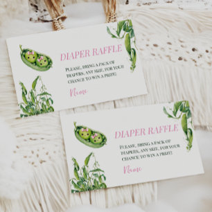 Two Peas in A Pod Girl Twins Baby Shower Diaper Enclosure Card