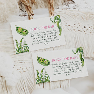 Two Peas in A Pod Girl Twins Book For Baby Shower Enclosure Card