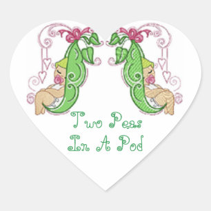 Two Peas In A Pod Heart Sticker