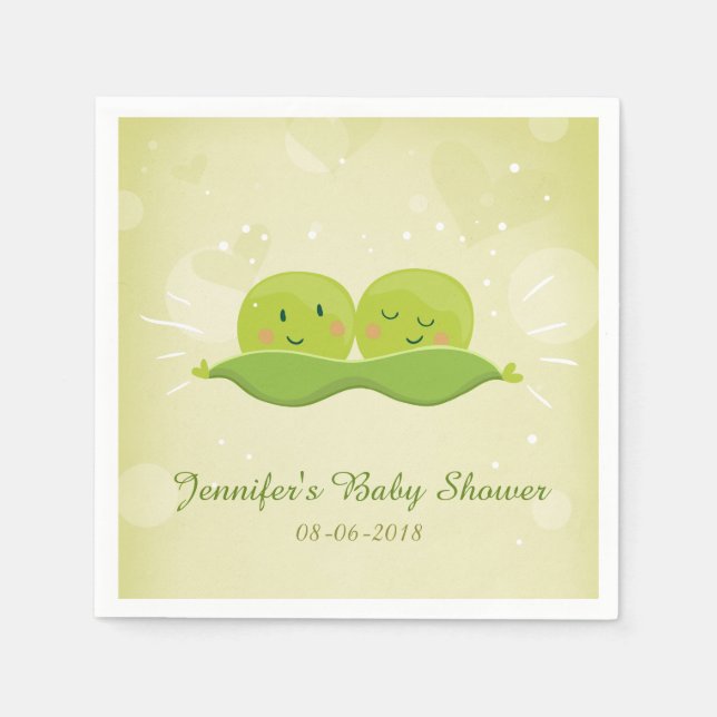Two peas in a pod Paper Napkin Twins Baby shower (Front)