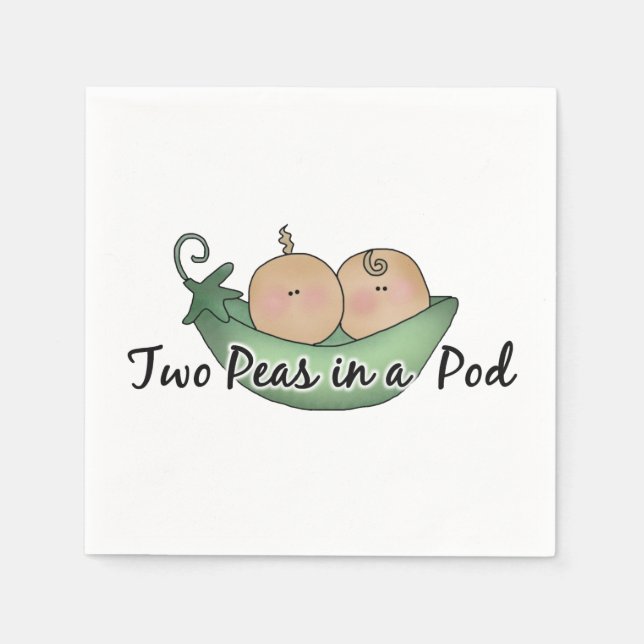 Two peas in a pod party paper napkins (Front)