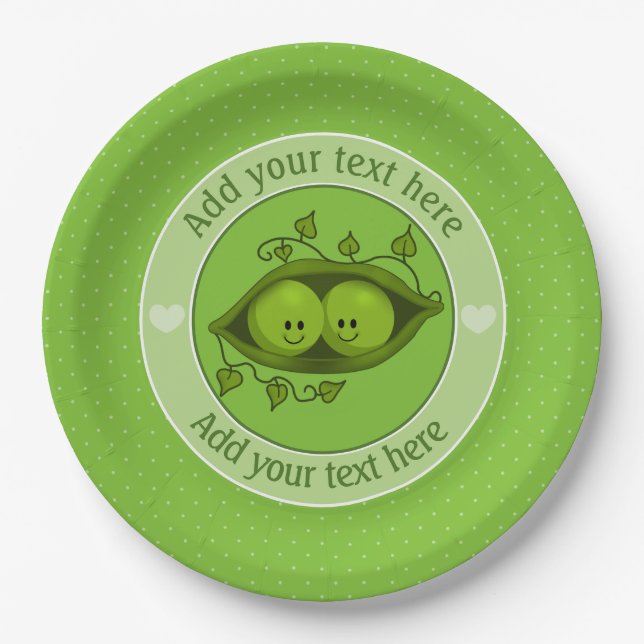 Two Peas In A Pod Personalised Paper Plate (Front)