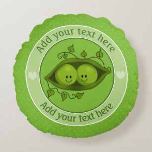 Two Peas In A Pod Personalised Round Cushion