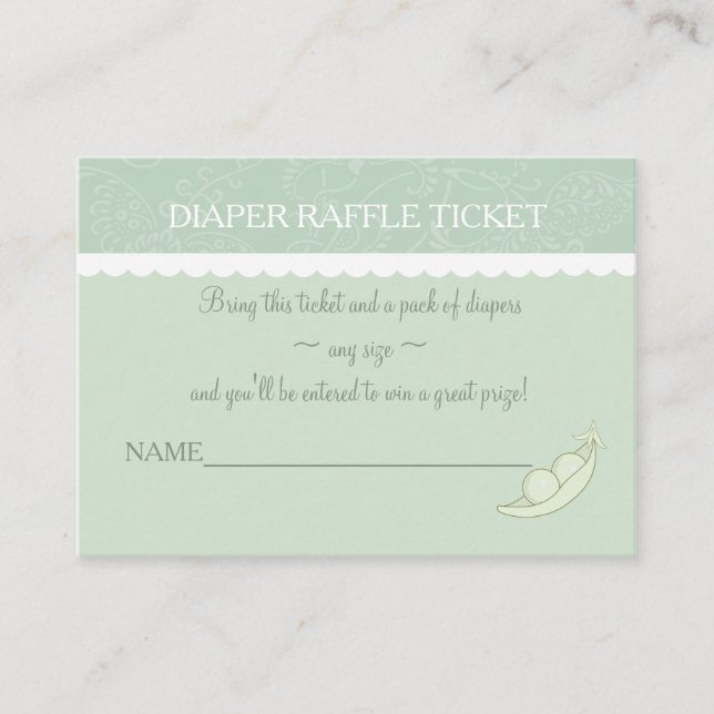 Two Peas In A Pod Raffle Ticket Enclosure Card (Front)