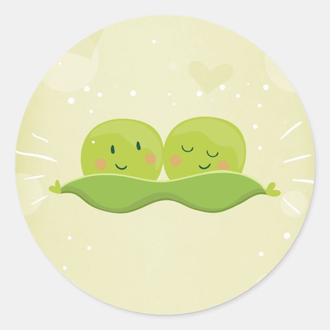 Two peas in a pod sticker Twin baby shower Neutral (Front)