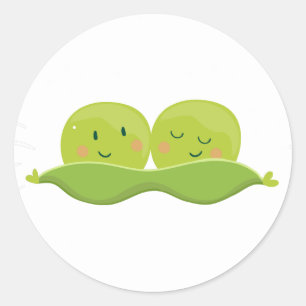 Two peas in a pod sticker Twin baby shower Neutral