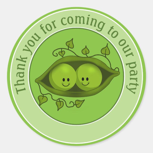 Two Peas In A Pod, Thank You Classic Round Sticker (Front)