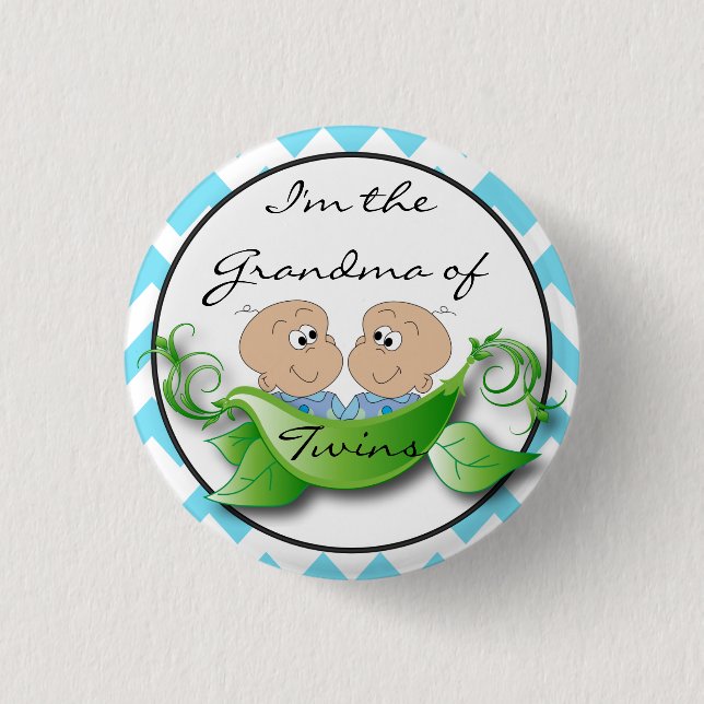Two Peas in a Pod Twin Baby Boy Shower Theme 3 Cm Round Badge (Front)
