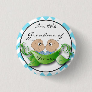 Two Peas in a Pod Twin Baby Boy Shower Theme 3 Cm Round Badge