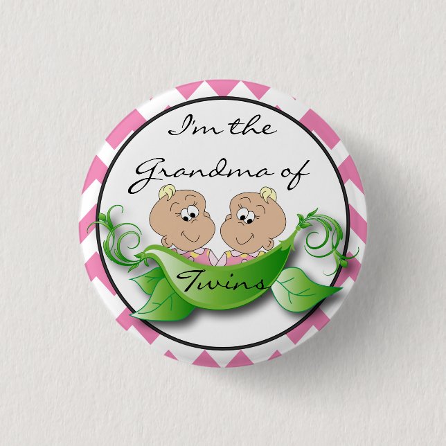 Two Peas in a Pod Twin Baby Girl Shower Theme 3 Cm Round Badge (Front)