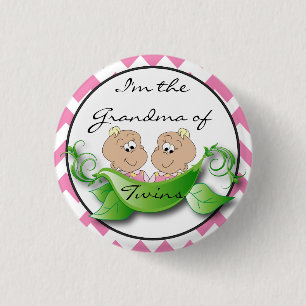 Two Peas in a Pod Twin Baby Girl Shower Theme 3 Cm Round Badge