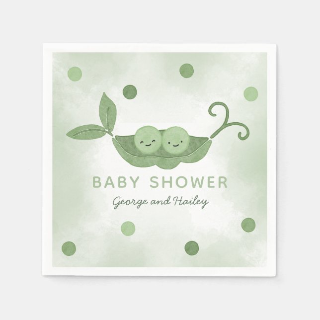 Two Peas In a Pod Twin Baby Shower Napkin (Front)