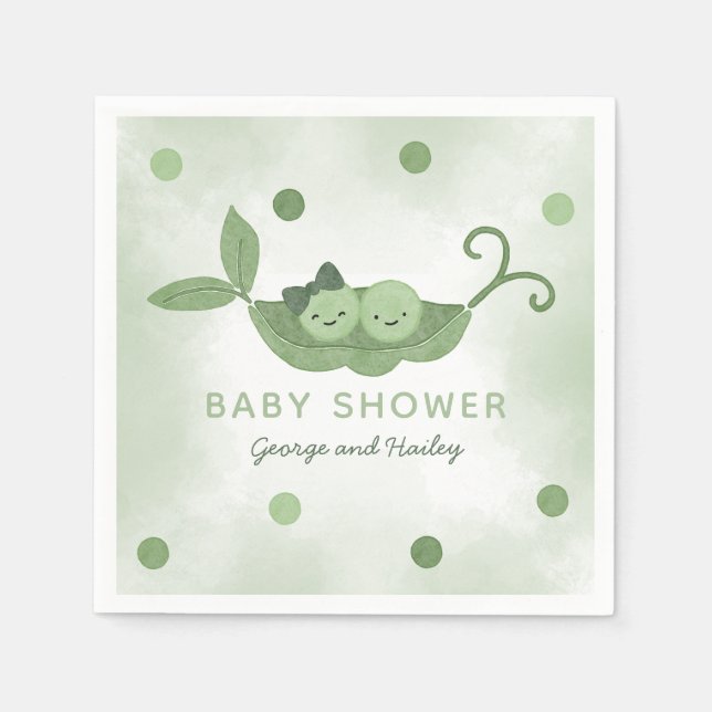 Two Peas In a Pod Twin Boy Girl Baby Shower Napkin (Front)