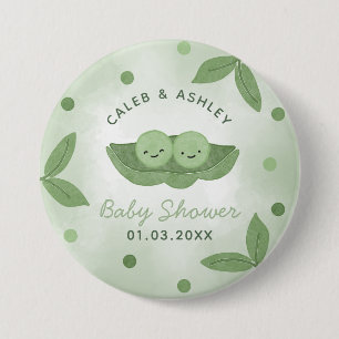 Two Peas In a Pod Twin Boys Baby Shower Button