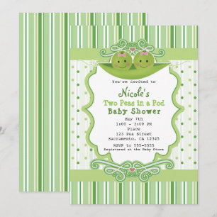 Two Peas in a Pod Twin Girl Baby Shower Invitation