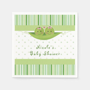 Two Peas in a Pod Twin Girls Baby Shower Napkin