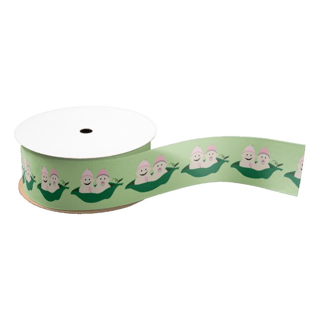Two Peas in a Pod Twins Baby Girls Grosgrain Ribbon (Spool)