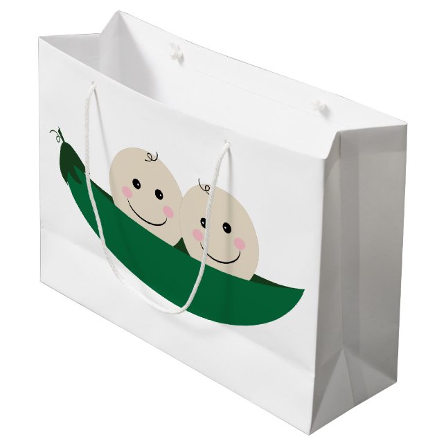 Two Peas in a Pod Twins Baby Large Gift Bag (Front Angled)