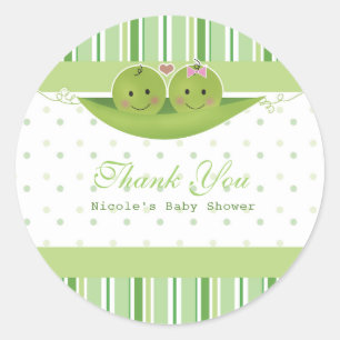Two Peas in a Pod Twins Baby Shower Party Favour Classic Round Sticker