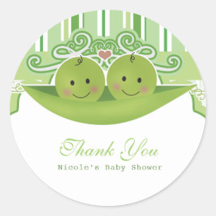 Two Peas in a Pod Twins Baby Shower Party Favour Classic Round Sticker