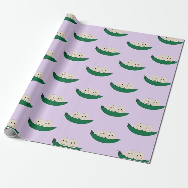 Two Peas in a Pod Twins Baby Wrapping Paper (Unrolled)