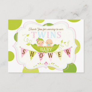 Two Peas in a Pod Twins Boy Girl Thank You Card