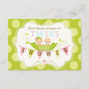 Two Peas in a Pod Twins Boy Girl Thank You Card