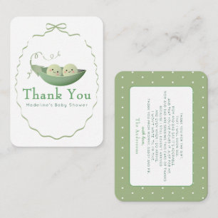 Two Peas in a Pod Twins Green Bow Baby Thank You Card
