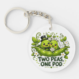 Two Peas One Pod Wedding Key Ring