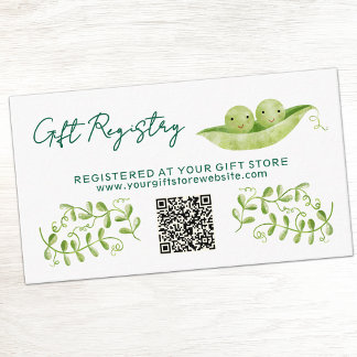 Two Peas Twin Baby Shower QR Gift Registry Enclosure Card
