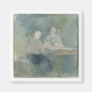 Two Peasants at the Table, c.1874 (w/c on paper) Magnet