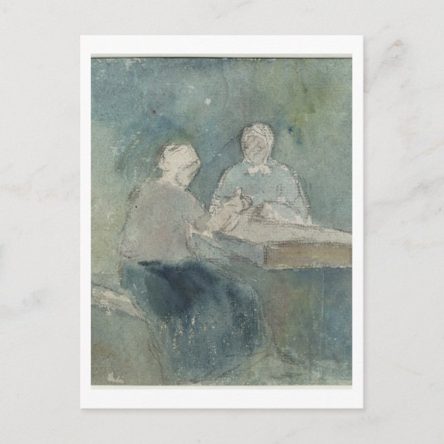Two Peasants at the Table, c.1874 (w/c on paper) Postcard (Front)