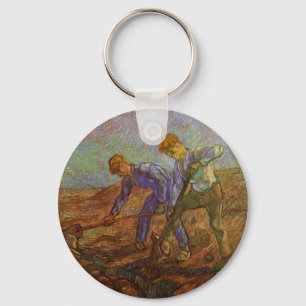 Two Peasants Digging by Vincent van Gogh Key Ring