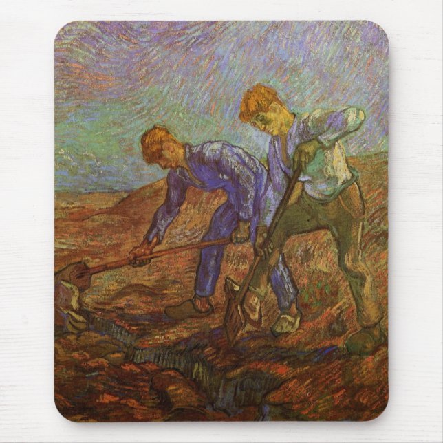 Two Peasants Digging by Vincent van Gogh Mouse Mat (Front)