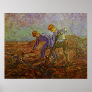 Two Peasants Digging by Vincent van Gogh Poster