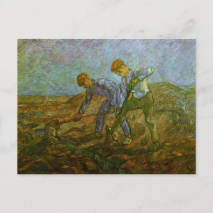 Two Peasants Digging, Van Gogh Fine Art Postcard