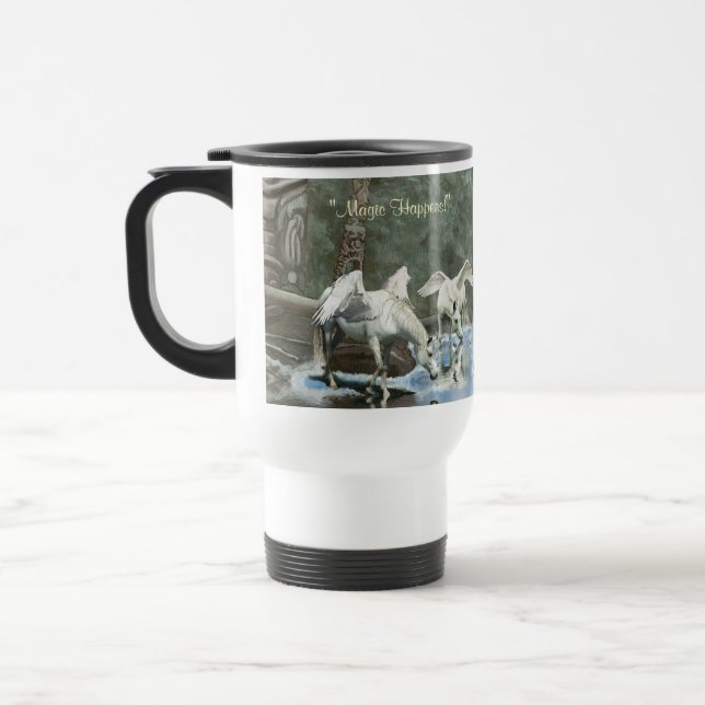 Two Pegasi and Totem Poles Fantasy Art Mug (Left)