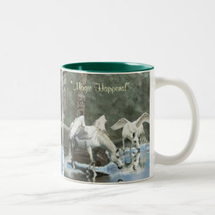 Two Pegasi Drinking by Totem Poles Fantasy Art Mug
