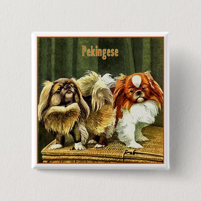 Two Pekingese Dogs 15 Cm Square Badge (Front)