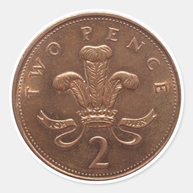 Two Pence coin Classic Round Sticker (Front)