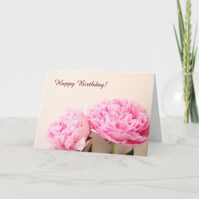Two peonies pink card (Front)