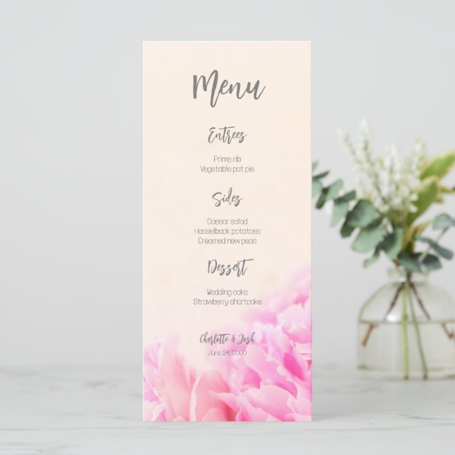Two peonies pink menu (Standing Front)