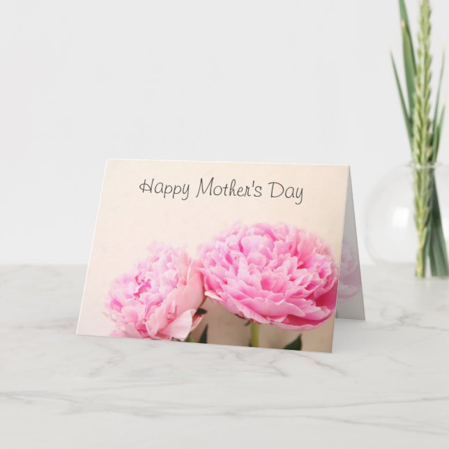 Two peonies pink Mother's Day Card (Front)