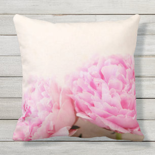 Two peonies pink outdoor cushion