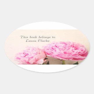 Two peonies pink oval sticker